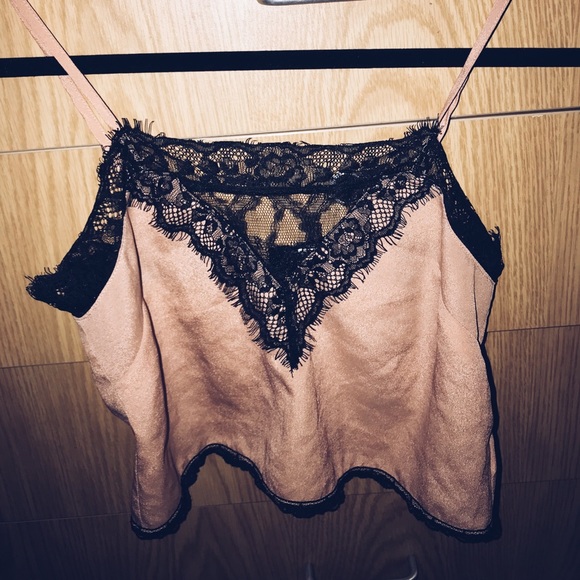 Urban Outfitters Tops - Lace embellished silk cami top.
